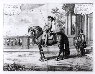Illustratie uit een rijhandleiding, gegraveerd door Peeter Clouwet (1629-70), 1658 door Abraham Jansz. van Diepenbeke